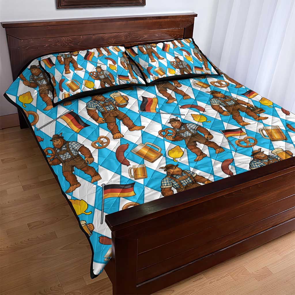 Funny Bigfoot Oktoberfest Quilt Bed Set Sasquatch Beer Pretzel Bavarian - Wonder Print Shop