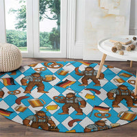 Funny Bigfoot Oktoberfest Round Carpet Sasquatch Beer Pretzel Bavarian - Wonder Print Shop