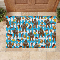 Funny Bigfoot Oktoberfest Rubber Doormat Sasquatch Beer Pretzel Bavarian - Wonder Print Shop