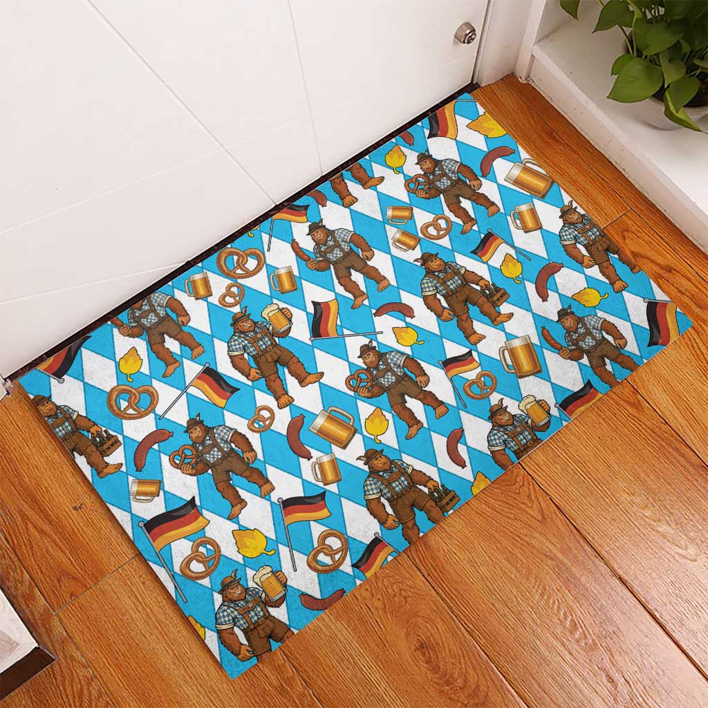 Funny Bigfoot Oktoberfest Rubber Doormat Sasquatch Beer Pretzel Bavarian - Wonder Print Shop