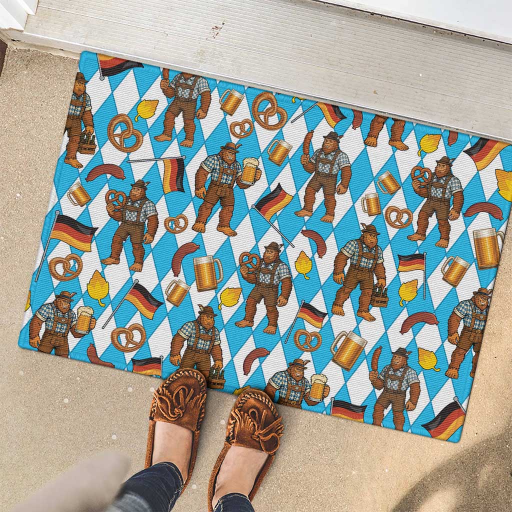Funny Bigfoot Oktoberfest Rubber Doormat Sasquatch Beer Pretzel Bavarian - Wonder Print Shop
