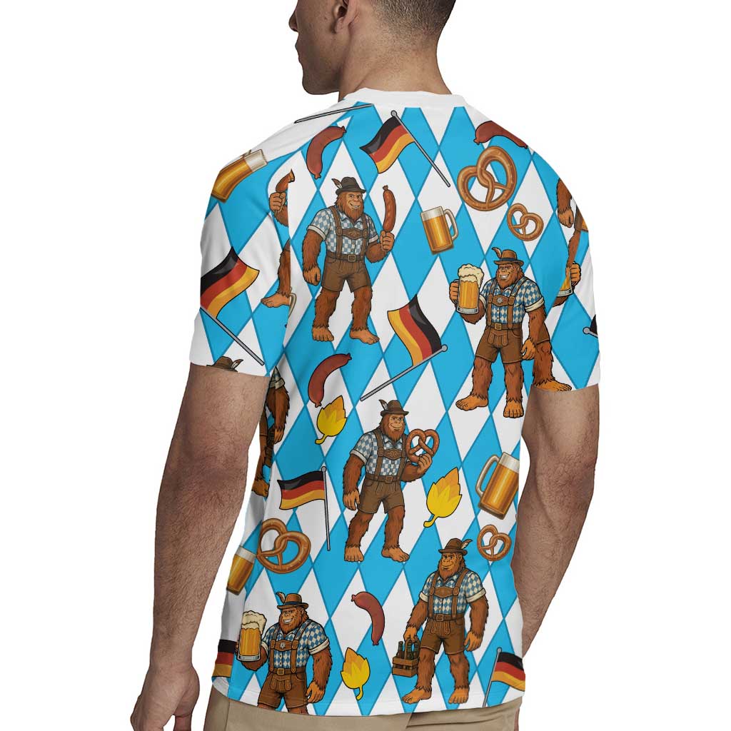Funny Bigfoot Oktoberfest Rugby Jersey Sasquatch Beer Pretzel Bavarian - Wonder Print Shop