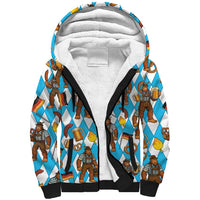 Funny Bigfoot Oktoberfest Sherpa Hoodie Sasquatch Beer Pretzel Bavarian - Wonder Print Shop