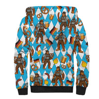 Funny Bigfoot Oktoberfest Sherpa Hoodie Sasquatch Beer Pretzel Bavarian - Wonder Print Shop