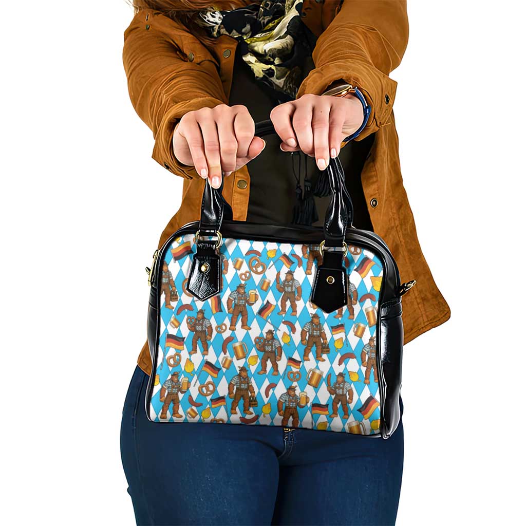Funny Bigfoot Oktoberfest Shoulder Handbag Sasquatch Beer Pretzel Bavarian - Wonder Print Shop