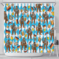 Funny Bigfoot Oktoberfest Shower Curtain Sasquatch Beer Pretzel Bavarian - Wonder Print Shop