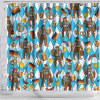 Funny Bigfoot Oktoberfest Shower Curtain Sasquatch Beer Pretzel Bavarian - Wonder Print Shop