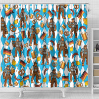 Funny Bigfoot Oktoberfest Shower Curtain Sasquatch Beer Pretzel Bavarian - Wonder Print Shop