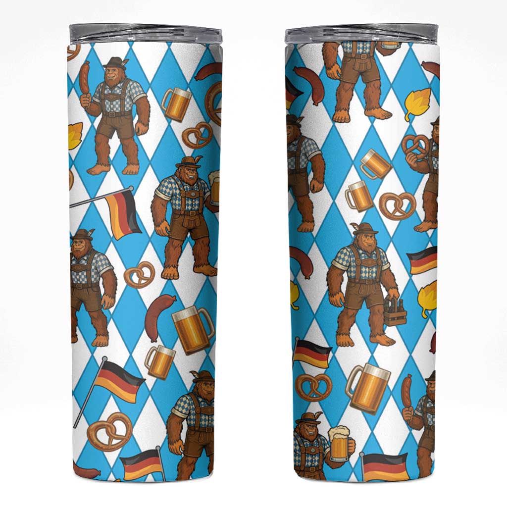 Funny Bigfoot Oktoberfest Skinny Tumbler Sasquatch Beer Pretzel Bavarian - Wonder Print Shop