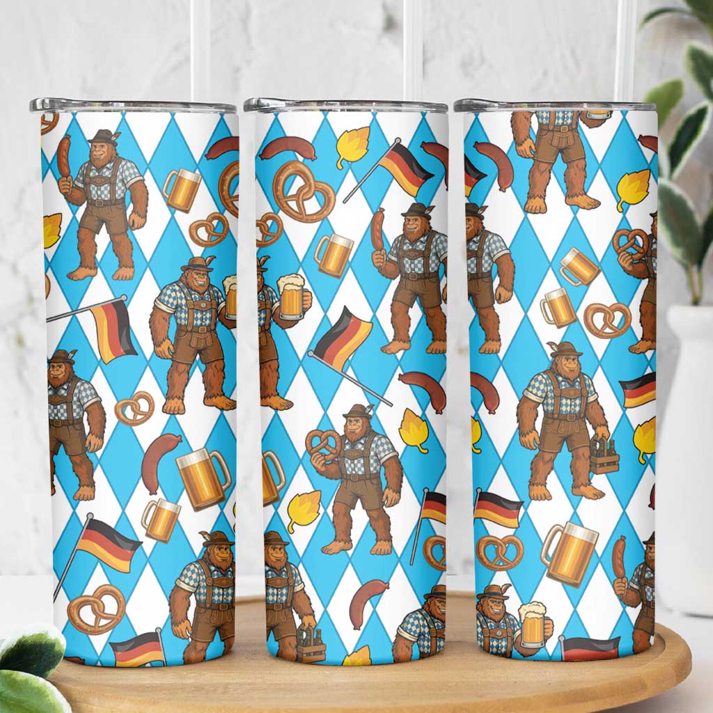 Funny Bigfoot Oktoberfest Skinny Tumbler Sasquatch Beer Pretzel Bavarian - Wonder Print Shop