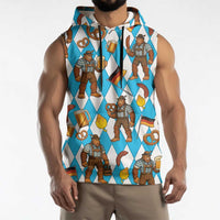 Funny Bigfoot Oktoberfest Sleeveless Hoodie Sasquatch Beer Pretzel Bavarian - Wonder Print Shop