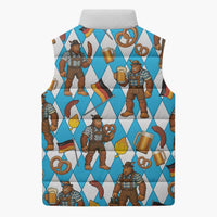 Funny Bigfoot Oktoberfest Sleeveless Puffer Jacket Sasquatch Beer Pretzel Bavarian - Wonder Print Shop