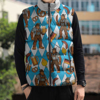 Funny Bigfoot Oktoberfest Sleeveless Puffer Jacket Sasquatch Beer Pretzel Bavarian - Wonder Print Shop