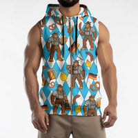 Funny Bigfoot Oktoberfest Sleeveless Zip Hoodie Sasquatch Beer Pretzel Bavarian - Wonder Print Shop