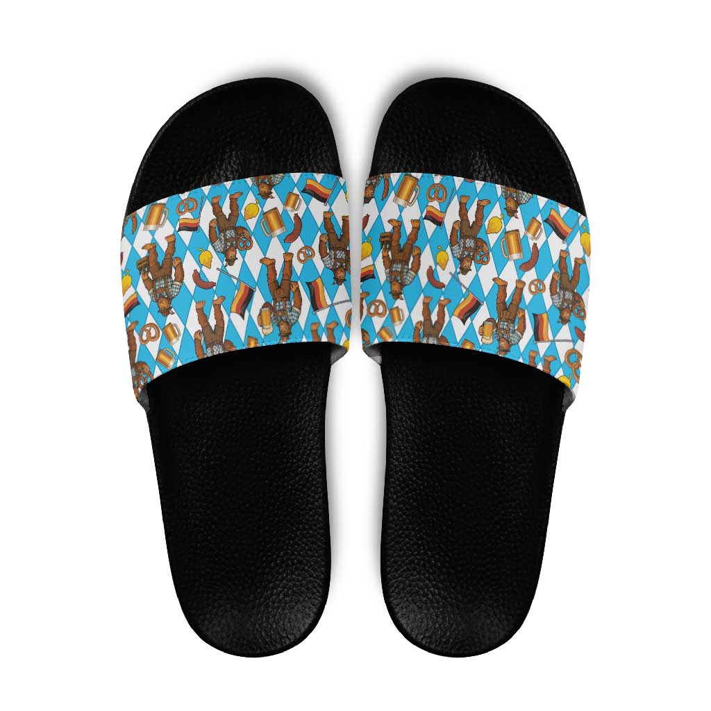 Funny Bigfoot Oktoberfest Slide Sandals Sasquatch Beer Pretzel Bavarian - Wonder Print Shop