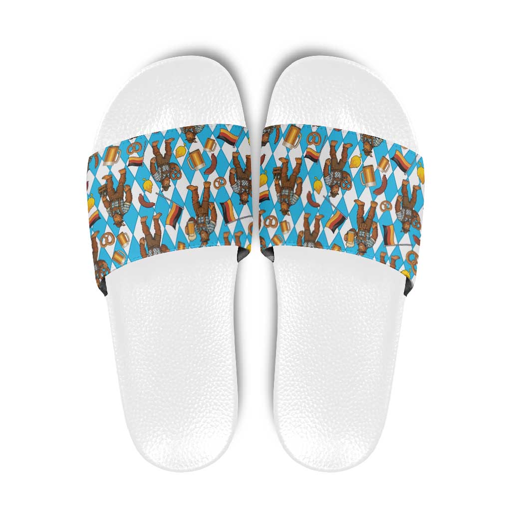 Funny Bigfoot Oktoberfest Slide Sandals Sasquatch Beer Pretzel Bavarian - Wonder Print Shop