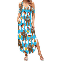 Funny Bigfoot Oktoberfest Summer Maxi Dress Sasquatch Beer Pretzel Bavarian - Wonder Print Shop
