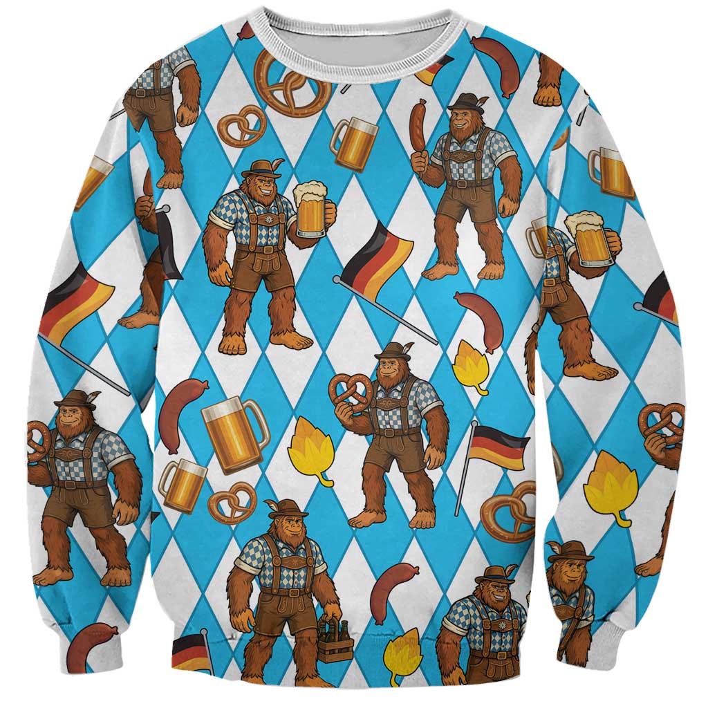 Funny Bigfoot Oktoberfest Sweatshirt Sasquatch Beer Pretzel Bavarian - Wonder Print Shop