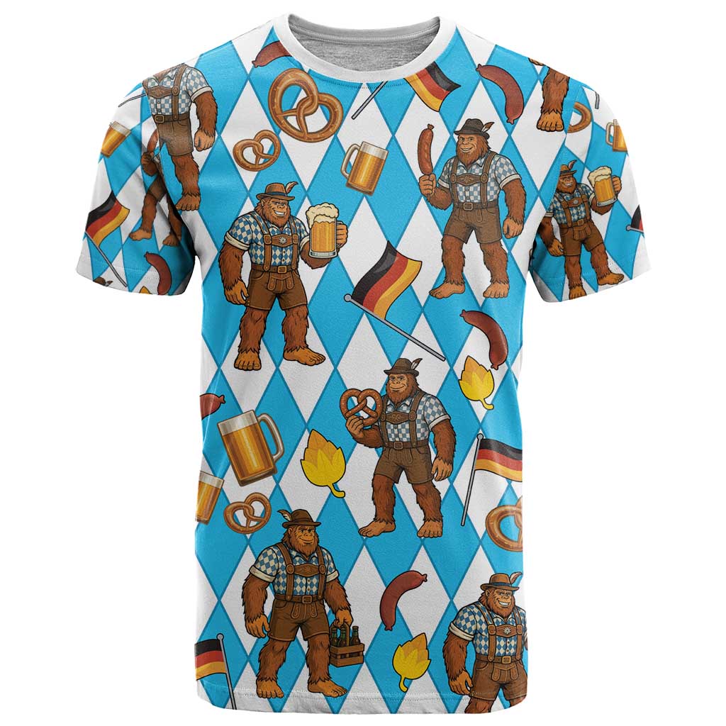 Funny Bigfoot Oktoberfest T Shirt Sasquatch Beer Pretzel Bavarian - Wonder Print Shop