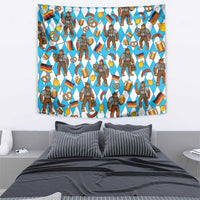 Funny Bigfoot Oktoberfest Tapestry Sasquatch Beer Pretzel Bavarian - Wonder Print Shop