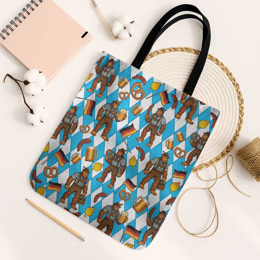 Funny Bigfoot Oktoberfest Tote Bag Sasquatch Beer Pretzel Bavarian - Wonder Print Shop