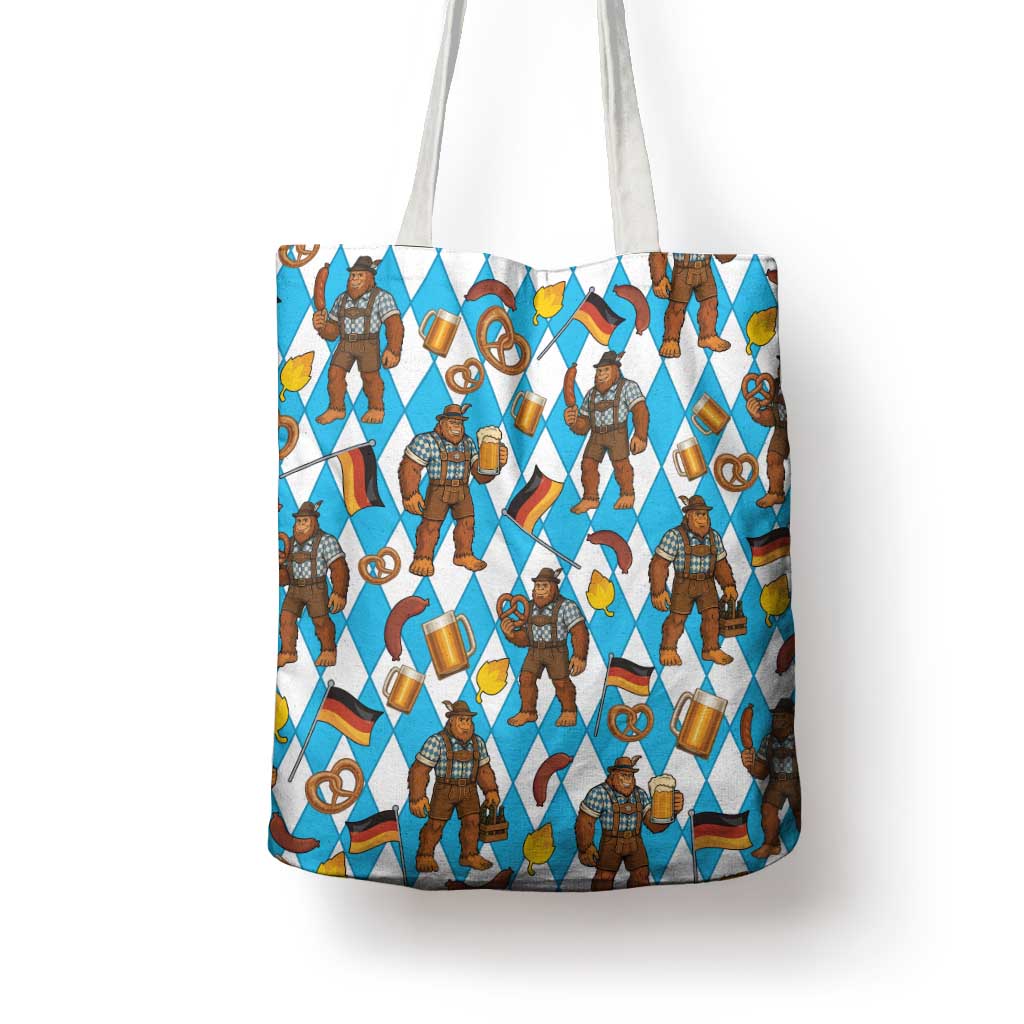 Funny Bigfoot Oktoberfest Tote Bag Sasquatch Beer Pretzel Bavarian - Wonder Print Shop