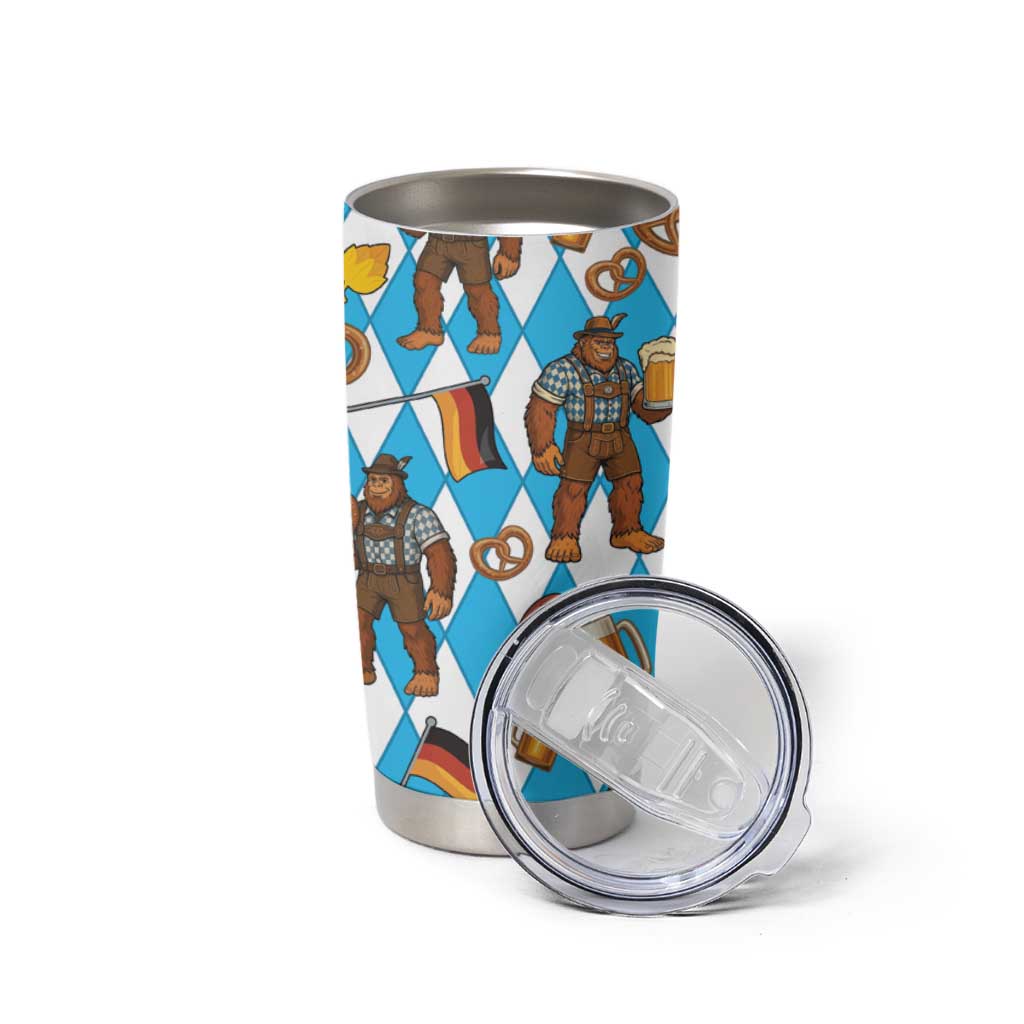 Funny Bigfoot Oktoberfest Tumbler Cup Sasquatch Beer Pretzel Bavarian - Wonder Print Shop