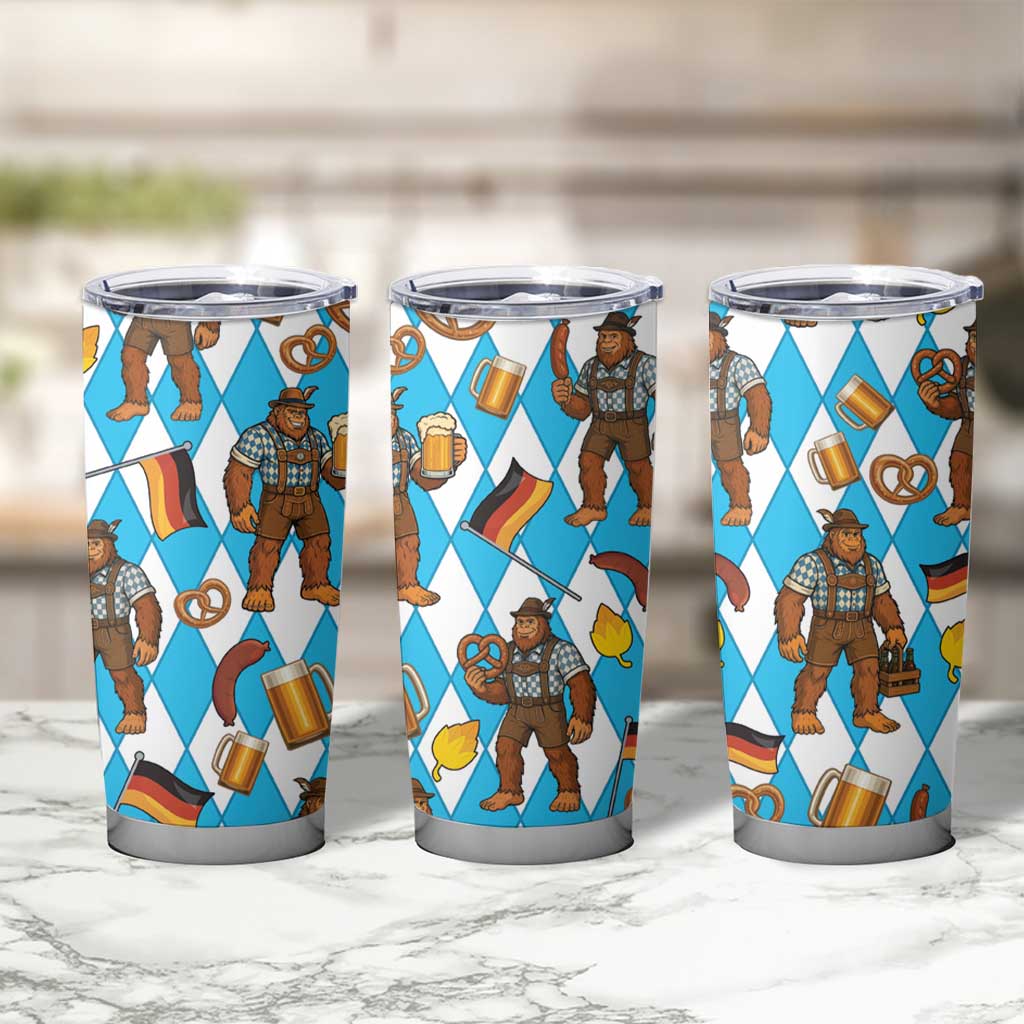 Funny Bigfoot Oktoberfest Tumbler Cup Sasquatch Beer Pretzel Bavarian - Wonder Print Shop
