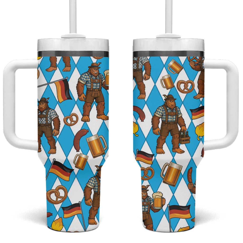 Funny Bigfoot Oktoberfest Tumbler With Handle Sasquatch Beer Pretzel Bavarian - Wonder Print Shop