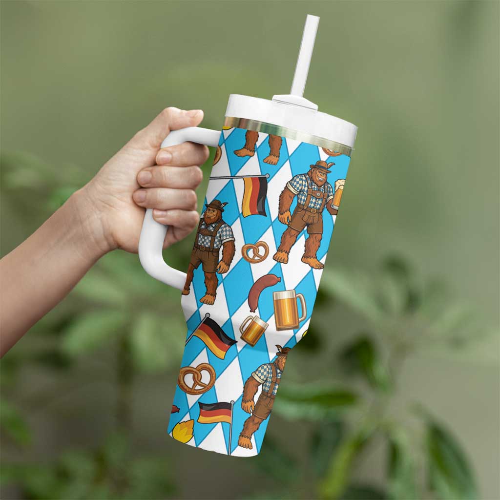 Funny Bigfoot Oktoberfest Tumbler With Handle Sasquatch Beer Pretzel Bavarian - Wonder Print Shop