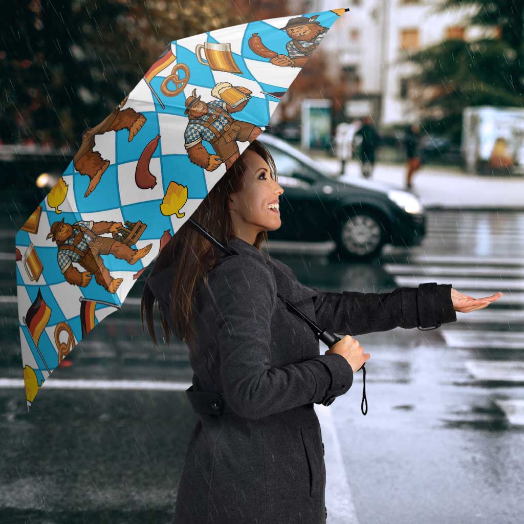 Funny Bigfoot Oktoberfest Umbrella Sasquatch Beer Pretzel Bavarian - Wonder Print Shop