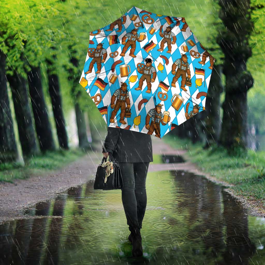 Funny Bigfoot Oktoberfest Umbrella Sasquatch Beer Pretzel Bavarian - Wonder Print Shop