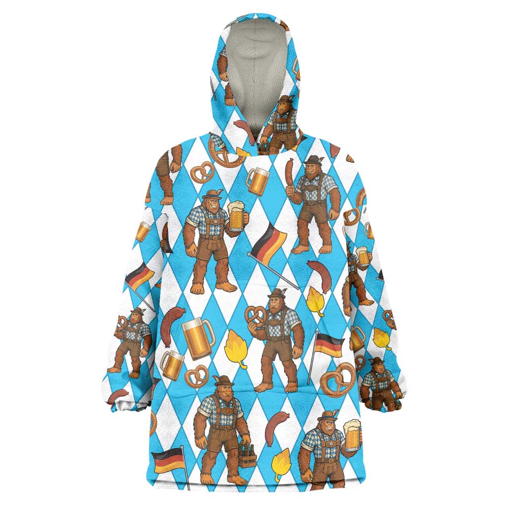 Funny Bigfoot Oktoberfest Wearable Blanket Hoodie Sasquatch Beer Pretzel Bavarian - Wonder Print Shop