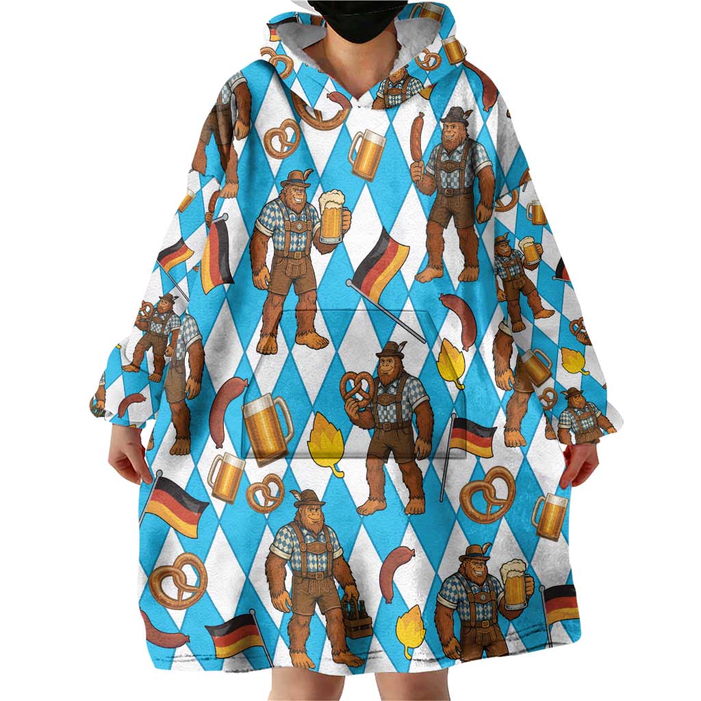 Funny Bigfoot Oktoberfest Wearable Blanket Hoodie Sasquatch Beer Pretzel Bavarian - Wonder Print Shop