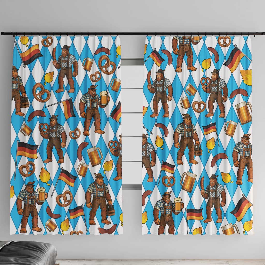 Funny Bigfoot Oktoberfest Window Curtain Sasquatch Beer Pretzel Bavarian - Wonder Print Shop