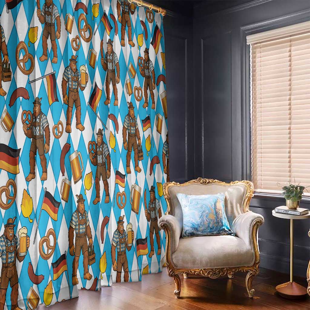 Funny Bigfoot Oktoberfest Window Curtain Sasquatch Beer Pretzel Bavarian - Wonder Print Shop