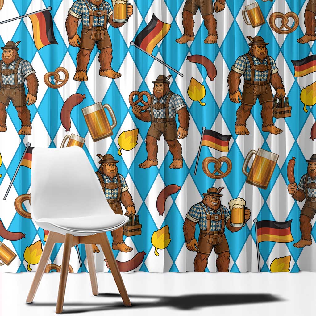 Funny Bigfoot Oktoberfest Window Curtain Sasquatch Beer Pretzel Bavarian - Wonder Print Shop