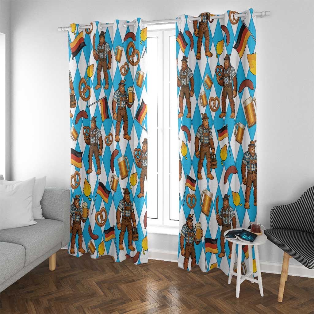 Funny Bigfoot Oktoberfest Window Curtain Sasquatch Beer Pretzel Bavarian - Wonder Print Shop
