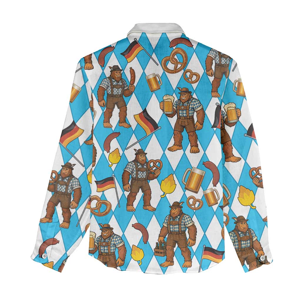 Funny Bigfoot Oktoberfest Women Casual Shirt Sasquatch Beer Pretzel Bavarian - Wonder Print Shop