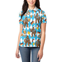 Funny Bigfoot Oktoberfest Women Polo Shirt Sasquatch Beer Pretzel Bavarian - Wonder Print Shop