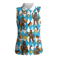 Funny Bigfoot Oktoberfest Women Sleeveless Polo Shirt Sasquatch Beer Pretzel Bavarian - Wonder Print Shop