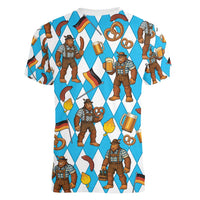 Funny Bigfoot Oktoberfest Women V-Neck T-Shirt Sasquatch Beer Pretzel Bavarian - Wonder Print Shop