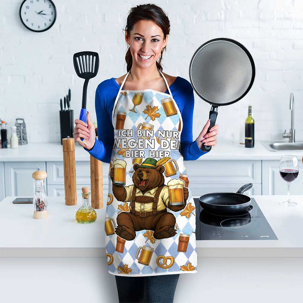 Funny Beer Oktoberfest Apron Ich Bin Nur Wegen Dem Bier Hier - Wonder Print Shop