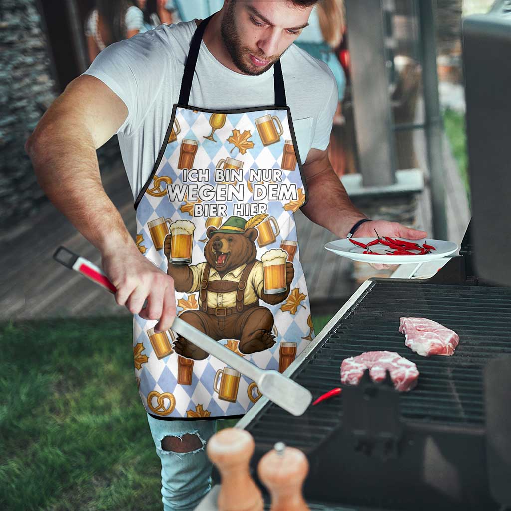 Funny Beer Oktoberfest Apron Ich Bin Nur Wegen Dem Bier Hier - Wonder Print Shop