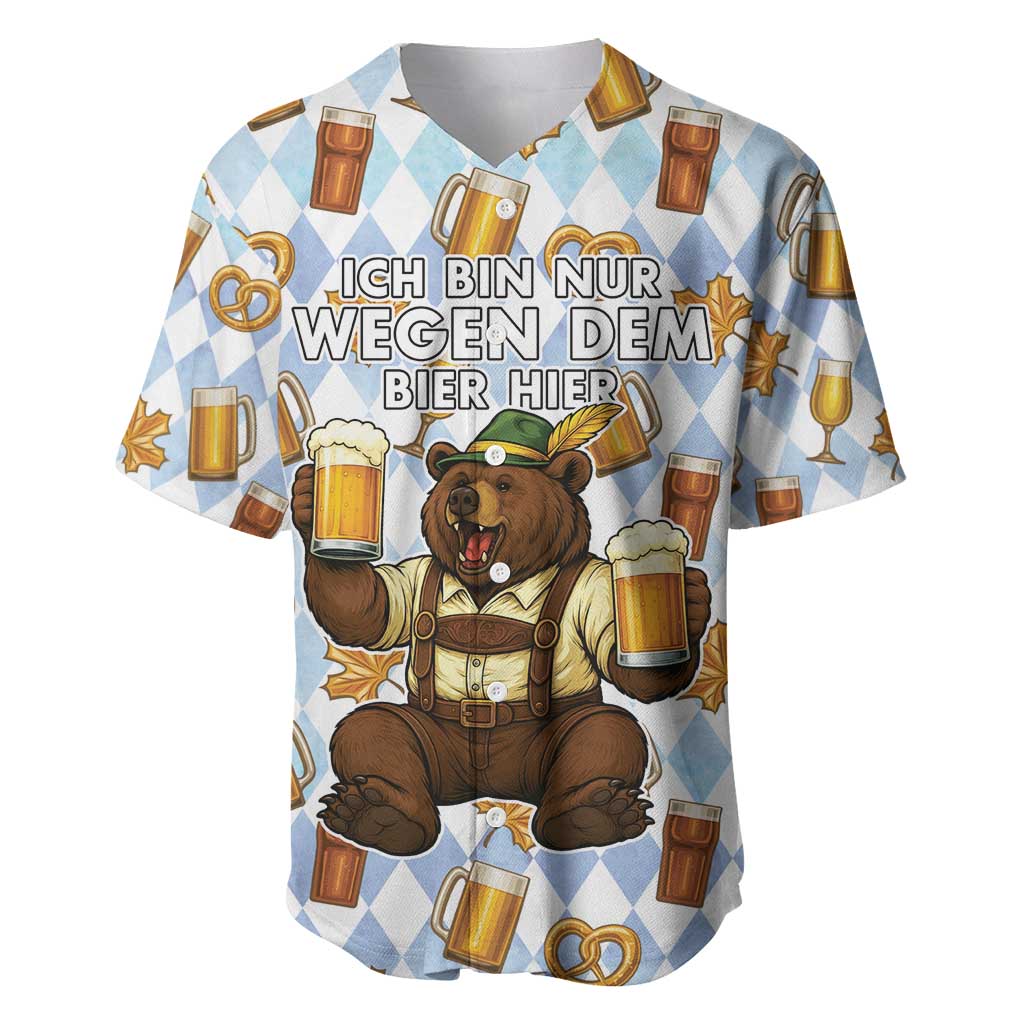 Funny Beer Oktoberfest Baseball Jersey Ich Bin Nur Wegen Dem Bier Hier - Wonder Print Shop
