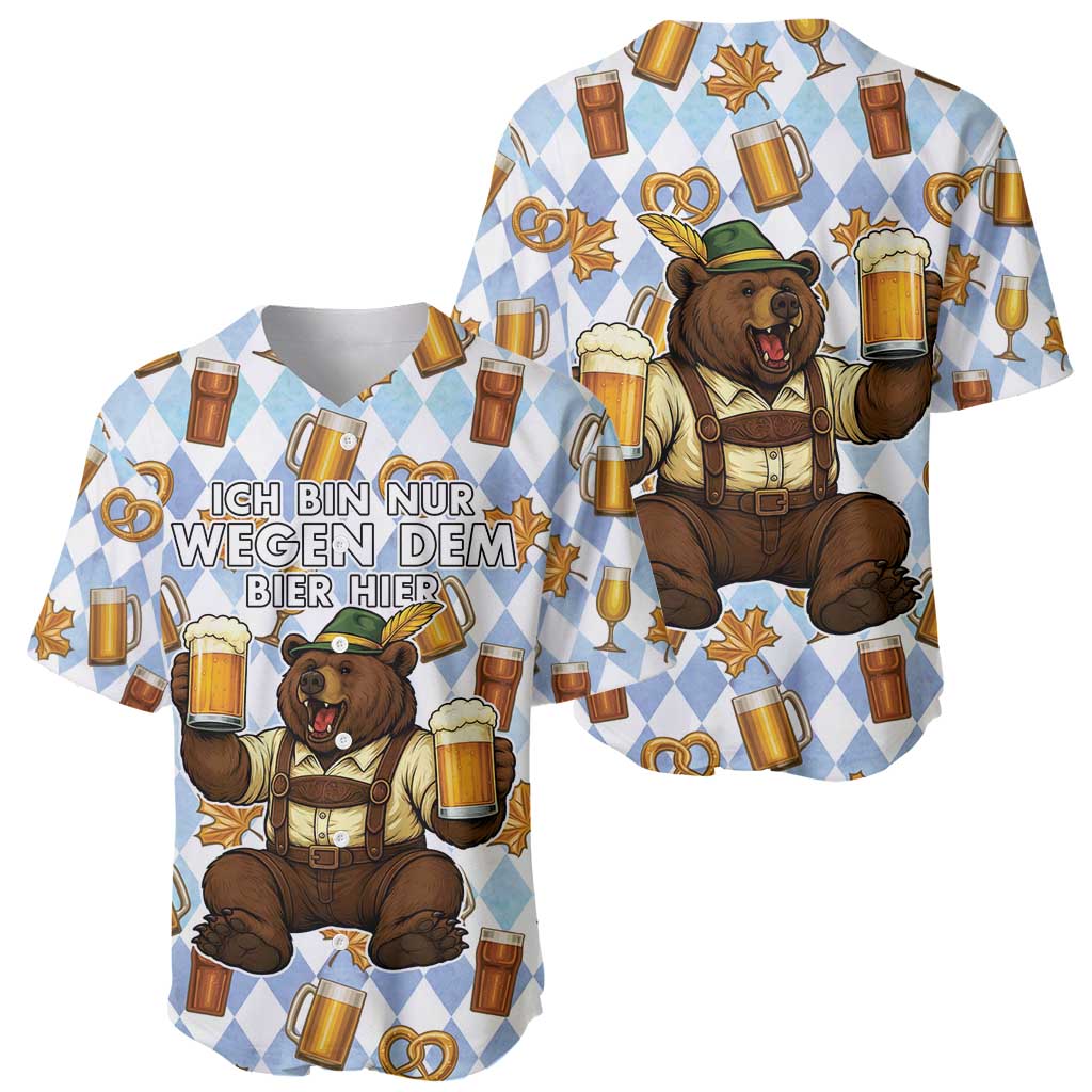 Funny Beer Oktoberfest Baseball Jersey Ich Bin Nur Wegen Dem Bier Hier - Wonder Print Shop