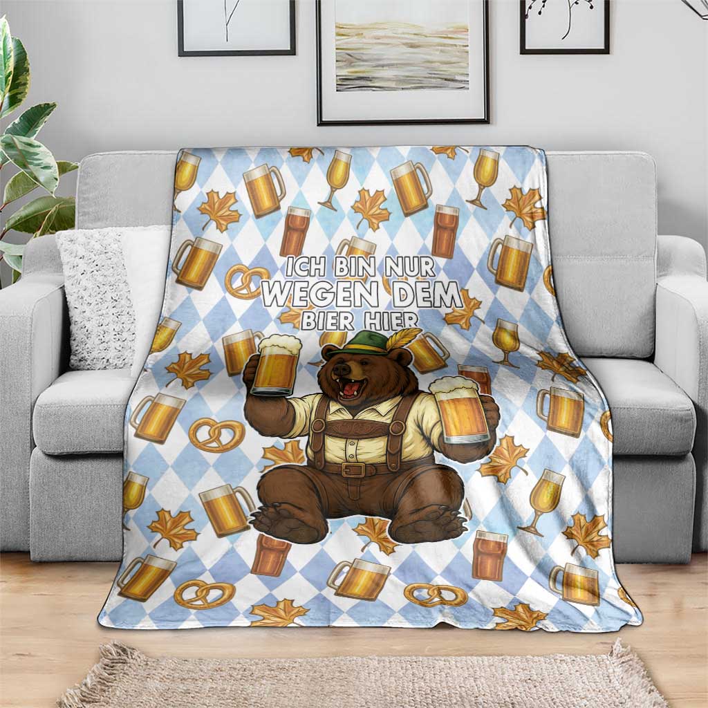 Funny Beer Oktoberfest Blanket Ich Bin Nur Wegen Dem Bier Hier - Wonder Print Shop