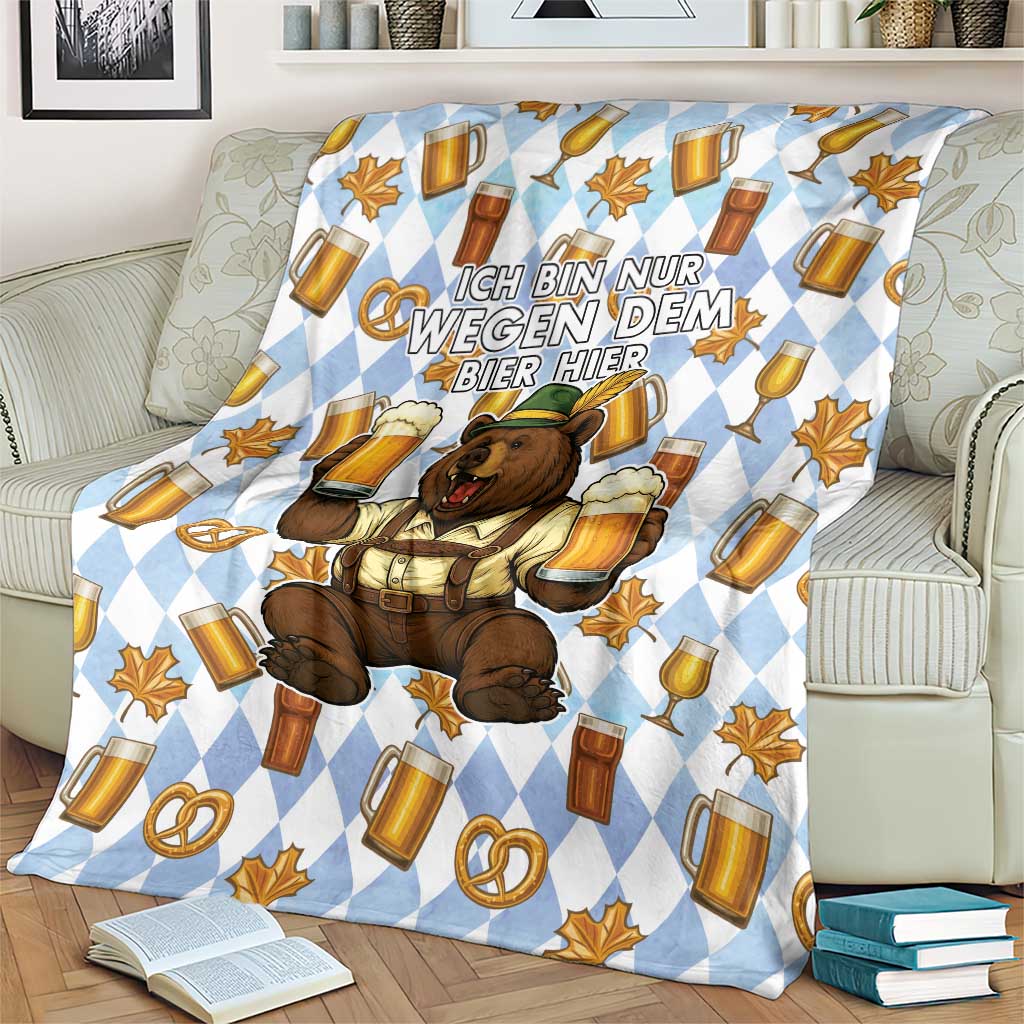 Funny Beer Oktoberfest Blanket Ich Bin Nur Wegen Dem Bier Hier - Wonder Print Shop
