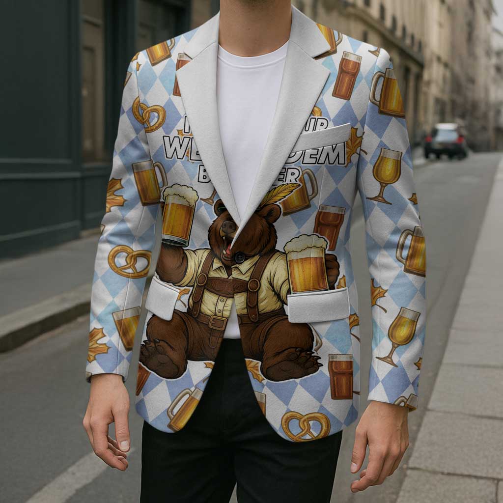 Funny Beer Oktoberfest Blazer Ich Bin Nur Wegen Dem Bier Hier - Wonder Print Shop