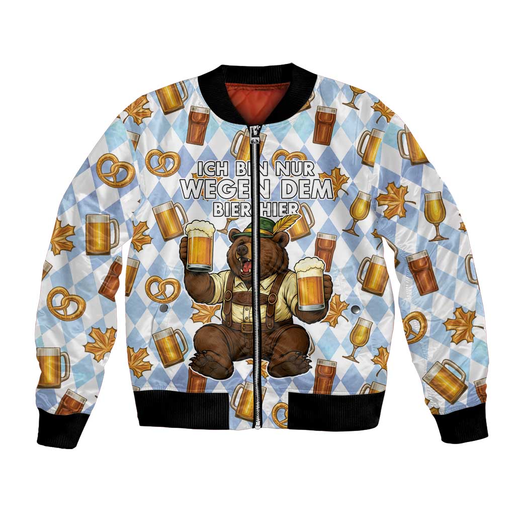 Funny Beer Oktoberfest Bomber Jacket Ich Bin Nur Wegen Dem Bier Hier - Wonder Print Shop
